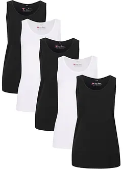 Lot de 5 débardeurs longs 100% coton, bonprix
