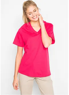 Lot de 5 T-shirts longs et amples à col V, bonprix