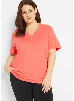 Lot de 5 T-shirts longs et amples à col V, bonprix