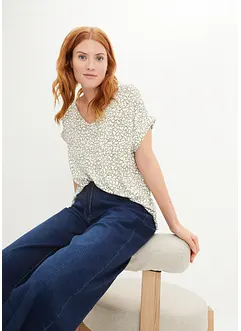T-shirt en viscose à col V, bonprix