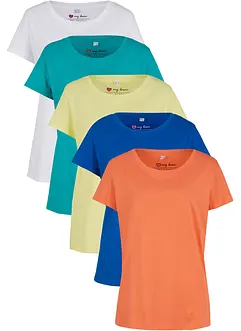 Rundhals-Shirt, Kurzarm (5er Pack), bonprix