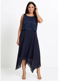 Premium Chiffonkleid mit Spitze, bonprix