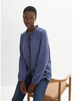 Chemisier en gaze de coton avec broderies anglaises, bonprix