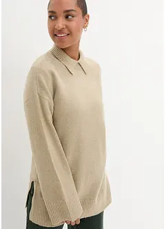 Oversize Pullover mit Turtleneck und Seitenschlitzen, bonprix