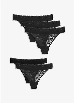 Lot de 5 strings en dentelle recyclée, bonprix