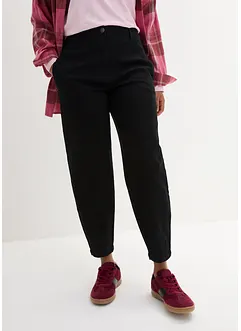High Waist Barrel-Twillhose mit vorverlegten Seitennähten und Bequembund, bonprix