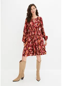 Robe en viscose tissée à ceinture smockée, longueur genou, bonprix