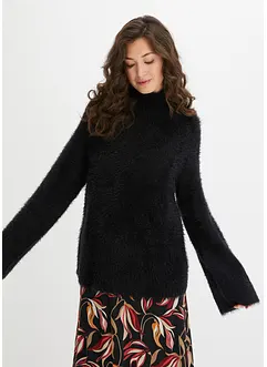 Pull boxy en fil plume à manches larges, bonprix