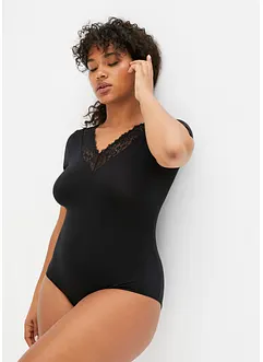 Body manches courtes en modal rehaussé de dentelle, bonprix