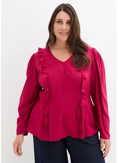 Bluse mit Volants aus fließender Viskose, bonprix