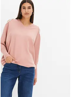 Pullover mit cut out und Perlen, bonprix