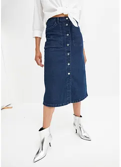 Jupe midi en jean avec boutons, bonprix