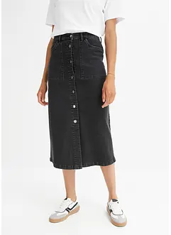 Jupe midi en jean avec boutons, bonprix