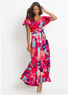 Maxikleid mit Volant und Gürtel, bonprix