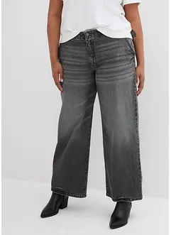 Wide Leg Jeans Mid Waist, Stretch, bonprix