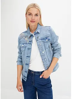 Veste en jean avec perles appliquées, bonprix