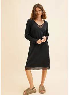 Nachtkleid mit Spitzeneinsätzen aus Bio-Baumwolle, bonprix