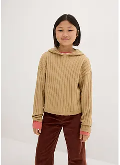 Mädchen Strickpullover mit Kapuze, bonprix