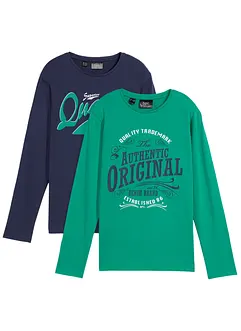 Lot de 2 t-shirts manches longues coton garçon, bonprix