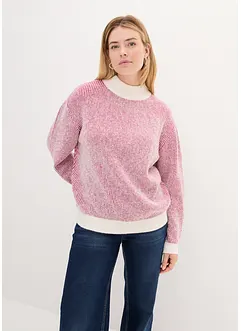 Gestreifter Pullover mit Stehkragen, bonprix