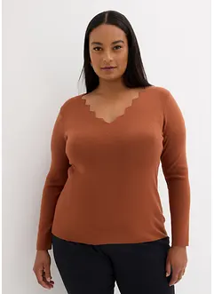 Pullover mit wellenförmigen Ausschnitt, bonprix