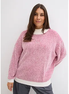 Gestreifter Pullover mit Stehkragen, bonprix