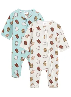 Baby Fleeceoverall (2er Pack), bonprix