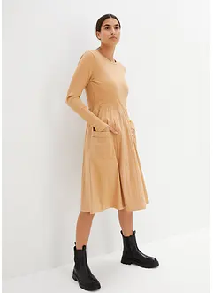 Robe en mélange de matières, longueur genou, bonprix