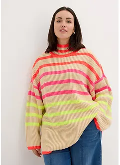 Oversize-Pullover mit Neonstreifen, bonprix