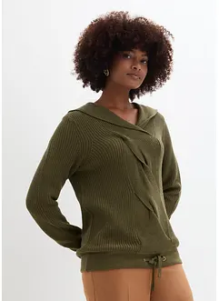 Pull à capuche avec motif torsadé raffiné, bonprix