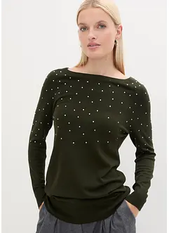 Long-Pullover mit Glitzersteinen, bonprix