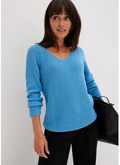Gerippter Pullover aus reiner Baumwolle, bonprix