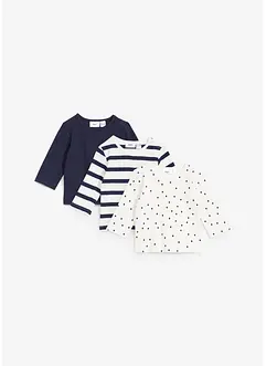 Baby Langarmshirt aus gerippter Bio-Baumwolle (3er Pack), bonprix