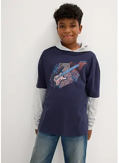 Jungen 2 in 1 Shirt, Langarm mit Kapuze aus Bio Baumwolle, bonprix