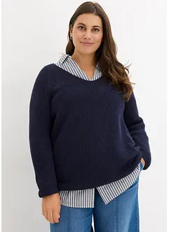 Gerippter Pullover aus reiner Baumwolle, bonprix