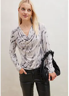 Langarmshirt mit Wasserfall-Ausschnitt, bonprix