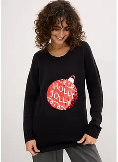 Pull de Noël avec sequins réversibles, bonprix