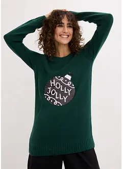 Pull de Noël avec sequins réversibles, bonprix