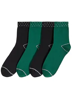 Halbsocken mit Schmucksteinen mit Bio-Baumwolle (4er Pack), bonprix