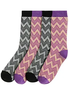 Lot de 4 paires de chaussettes à motif brodé, bonprix