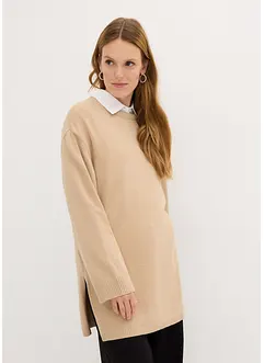 Long-Feinstrickpullover mit Seitenschlitzen aus Viskose-Mix, bonprix