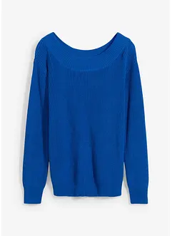 Pull en maille côtelée à encolure bateau, bonprix