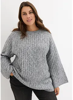 Oversize-Pullover mit Zopfmuster, bonprix