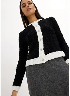 Kurze Bouclé-Strickjacke aus Wolle, bonprix