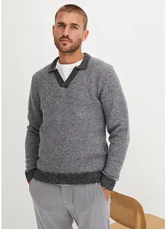 Grobstrick-Pullover mit V-Kragen, bonprix