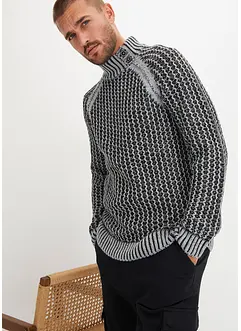 Pullover mit Stehkragen und grober Struktur, bonprix