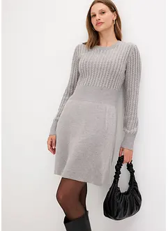 Ausgestelltes Strickkleid mit Zopfmuster, bonprix