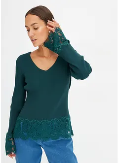 Pullover mit Spitze, bonprix