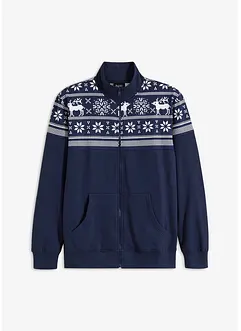 Sweat zippé à motif norvégien et col montant, bonprix