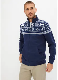 Sweat zippé à motif norvégien et col montant, bonprix